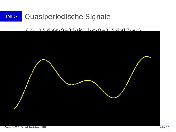 INFO Prof. J. WALTER Quasiperiodische Signale Kurstitel Stand: Januar 2000 Seite 11 