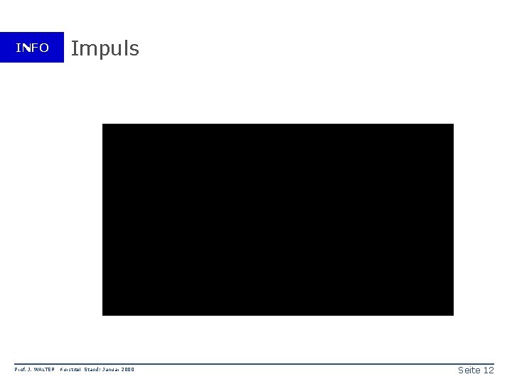 INFO Prof. J. WALTER Impuls Kurstitel Stand: Januar 2000 Seite 12 