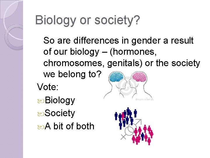 Biology or society? So are differences in gender a result of our biology –