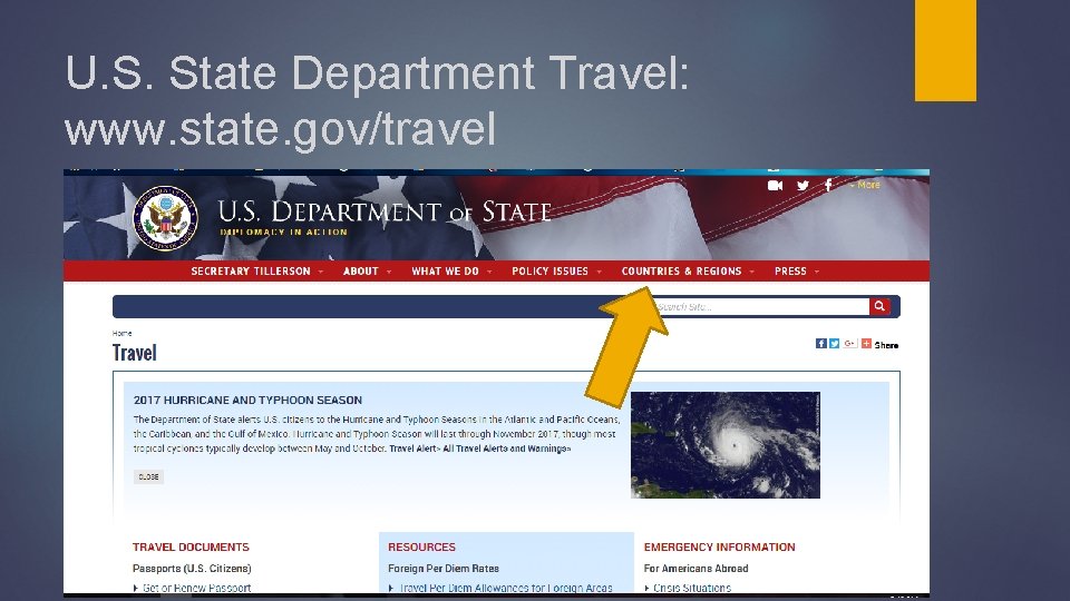 U. S. State Department Travel: www. state. gov/travel 