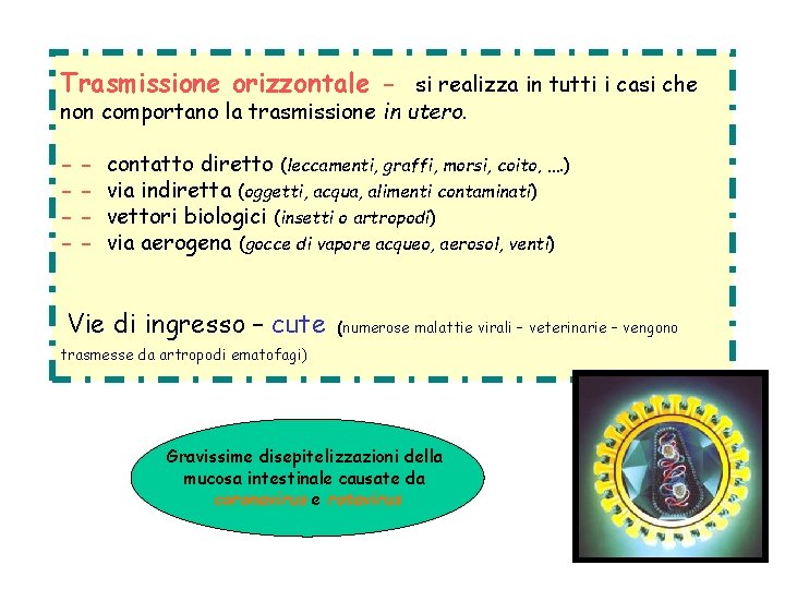 Trasmissione orizzontale - si realizza in tutti i casi che non comportano la trasmissione