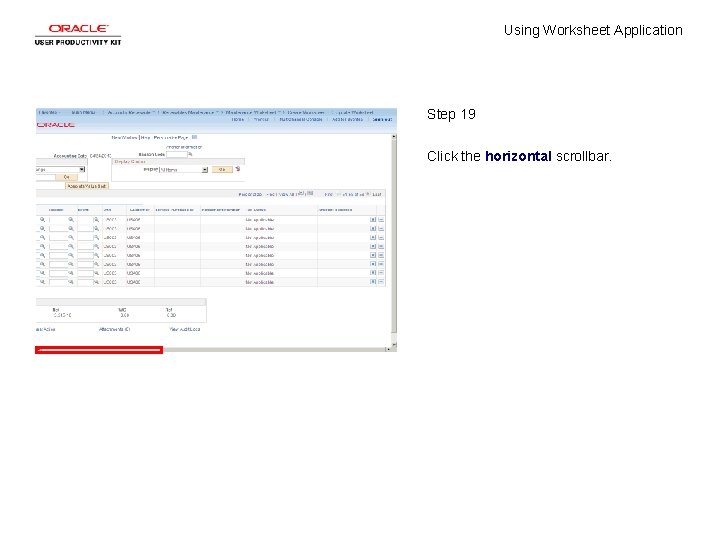 Using Worksheet Application Step 19 Click the horizontal scrollbar. 