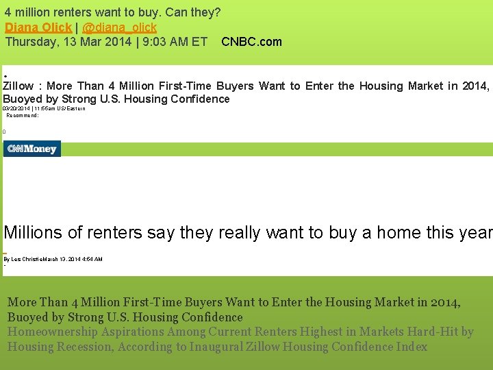 4 million renters want to buy. Can they? Diana Olick | @diana_olick Thursday, 13