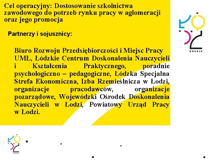 Cel operacyjny: Dostosowanie szkolnictwa zawodowego do potrzeb rynku pracy w aglomeracji oraz jego promocja