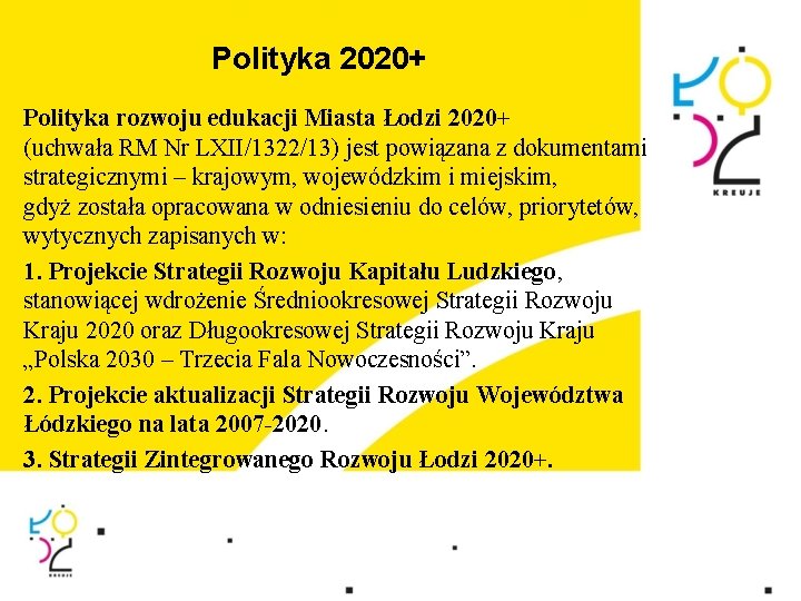 Polityka 2020+ Polityka rozwoju edukacji Miasta Łodzi 2020+ (uchwała RM Nr LXII/1322/13) jest powiązana