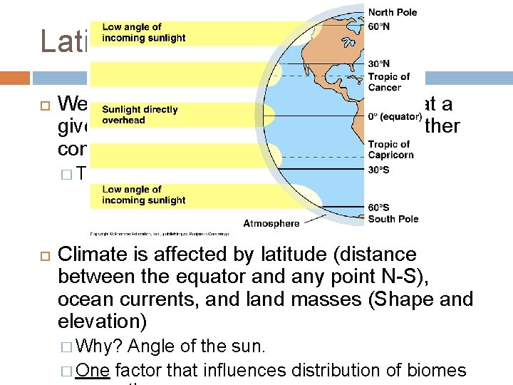 Latitude and Climate Weather – condition of the atmosphere at a given time v.