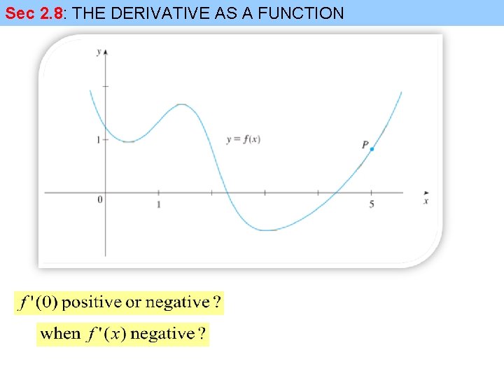 Sec 2. 8: THE DERIVATIVE AS A FUNCTION 