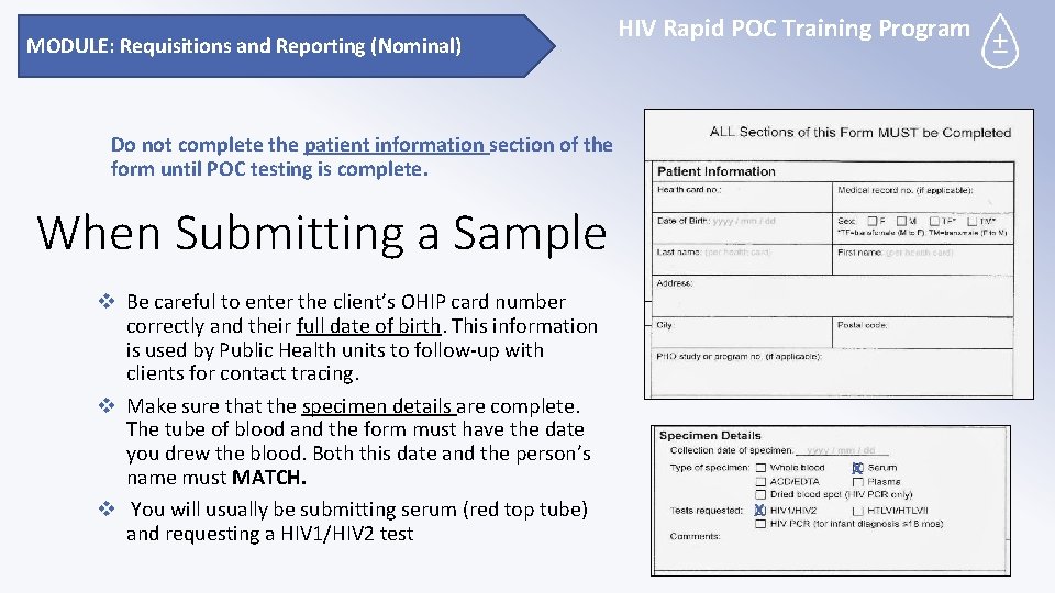 Hiv Poc Examples MODULE Requisitions and Reporting Nominal HIV Rapid POC