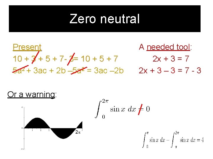 Zero neutral Present 10 + 3 + 5 + 7 - 3= 10 +