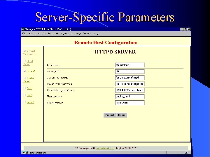 Server-Specific Parameters 