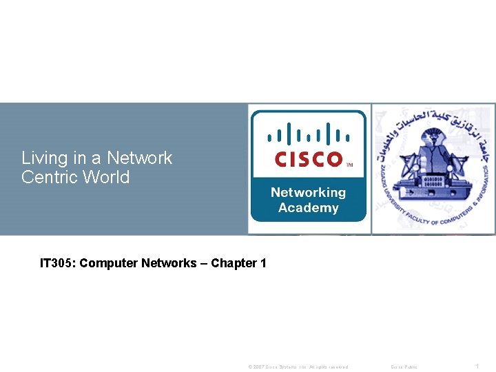 Living in a Network Centric World IT 305: Computer Networks – Chapter 1 ©