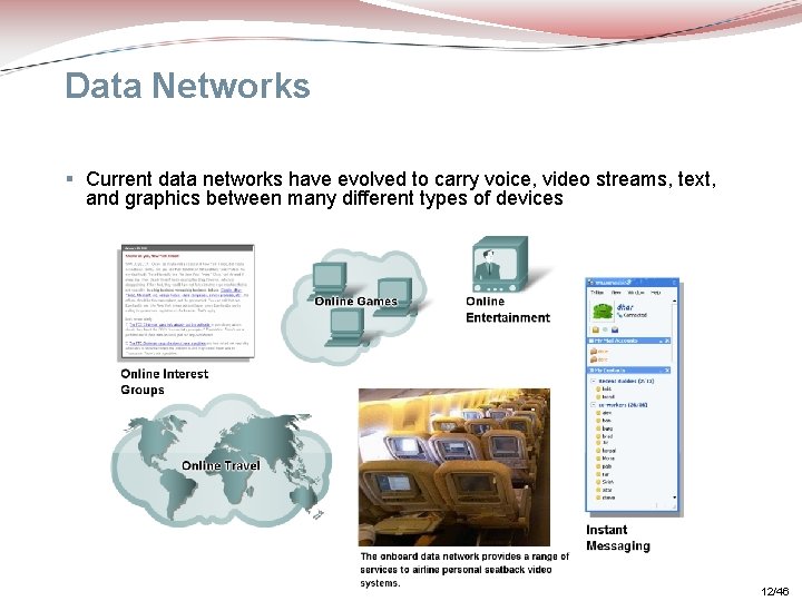 Data Networks § Current data networks have evolved to carry voice, video streams, text,