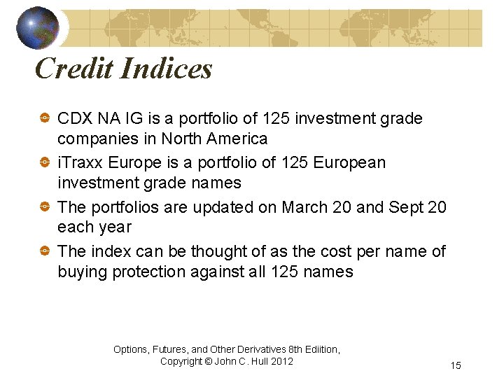 Credit Indices CDX NA IG is a portfolio of 125 investment grade companies in Credit Indices CDX NA IG is a portfolio of 125 investment grade companies in