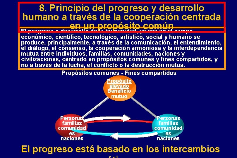 8. Principio del progreso y desarrollo humano a través de la cooperación centrada en