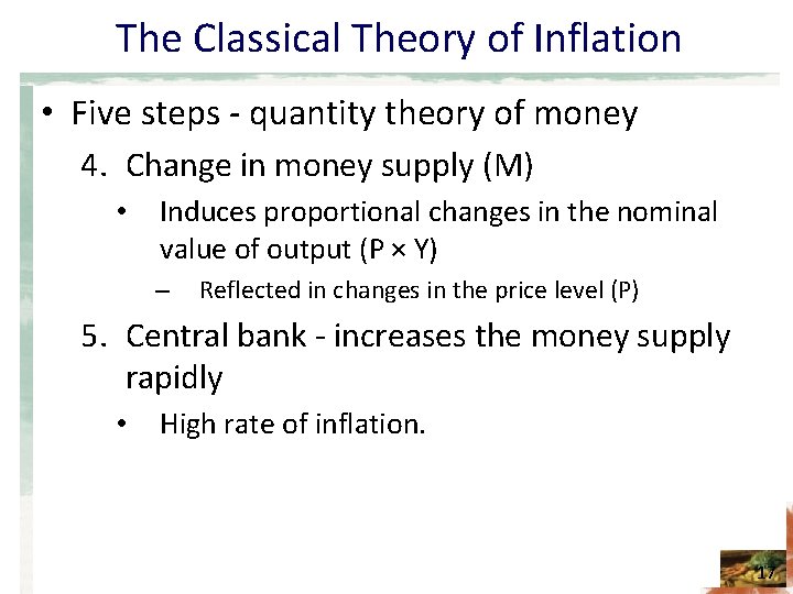 The Classical Theory of Inflation • Five steps - quantity theory of money 4.