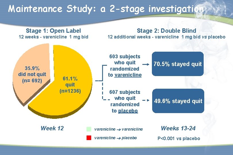 Maintenance Study: a 2 -stage investigation Stage 1: Open Label Stage 2: Double Blind