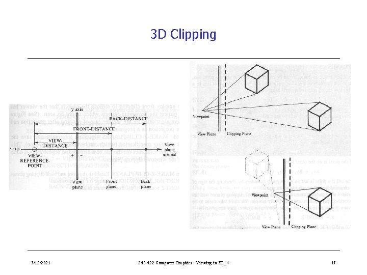 3 D Clipping 3/12/2021 240 -422 Computer Graphics : Viewing in 3 D_4 17