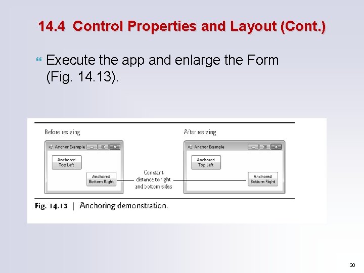 14. 4 Control Properties and Layout (Cont. ) Execute the app and enlarge the