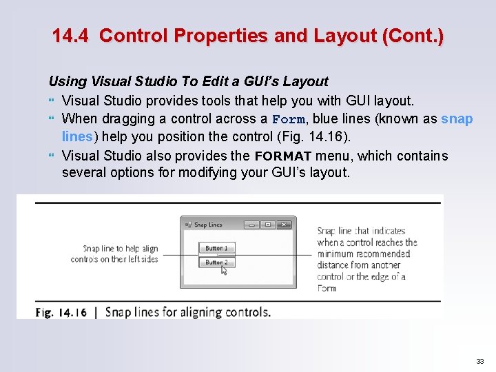 14. 4 Control Properties and Layout (Cont. ) Using Visual Studio To Edit a