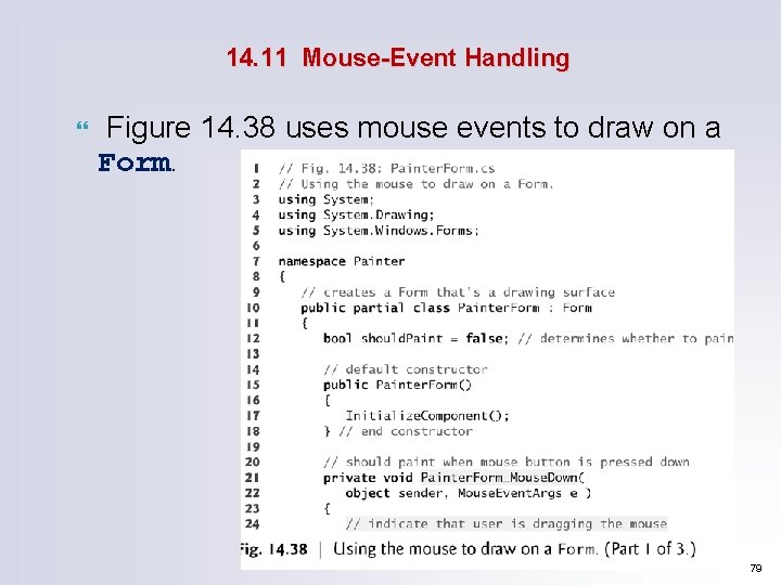 14. 11 Mouse-Event Handling Figure 14. 38 uses mouse events to draw on a