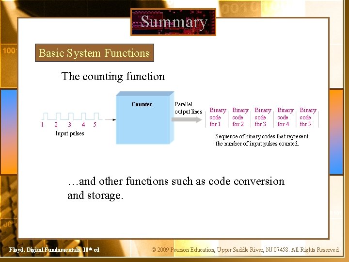 Summary Basic System Functions The counting function Counter 1 2 3 4 5 Input