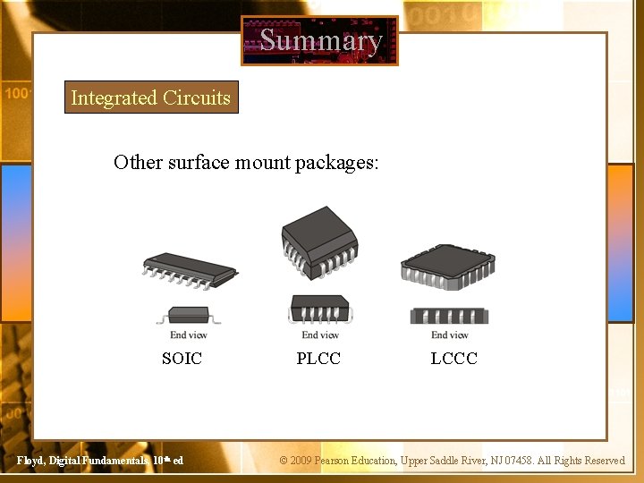 Summary Integrated Circuits Other surface mount packages: SOIC Floyd, Digital Fundamentals, 10 th ed