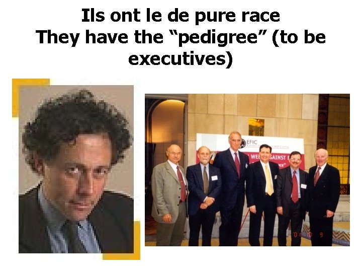 Ils ont le de pure race They have the “pedigree” (to be executives) 