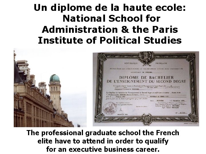 Un diplome de la haute ecole: National School for Administration & the Paris Institute