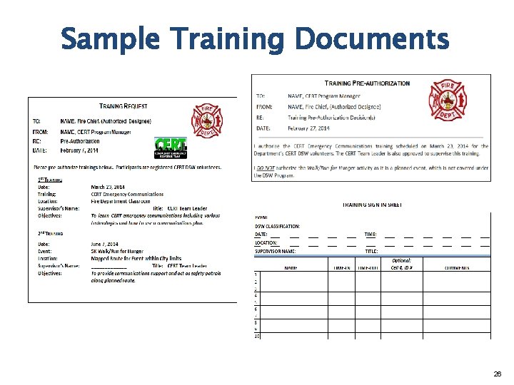 Sample Training Documents 26 