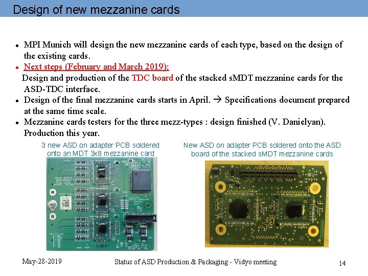 Design of new mezzanine cards MPI Munich will design the new mezzanine cards of