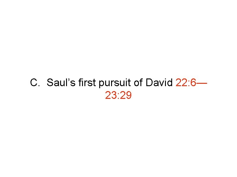 C. Saul’s first pursuit of David 22: 6— 23: 29 