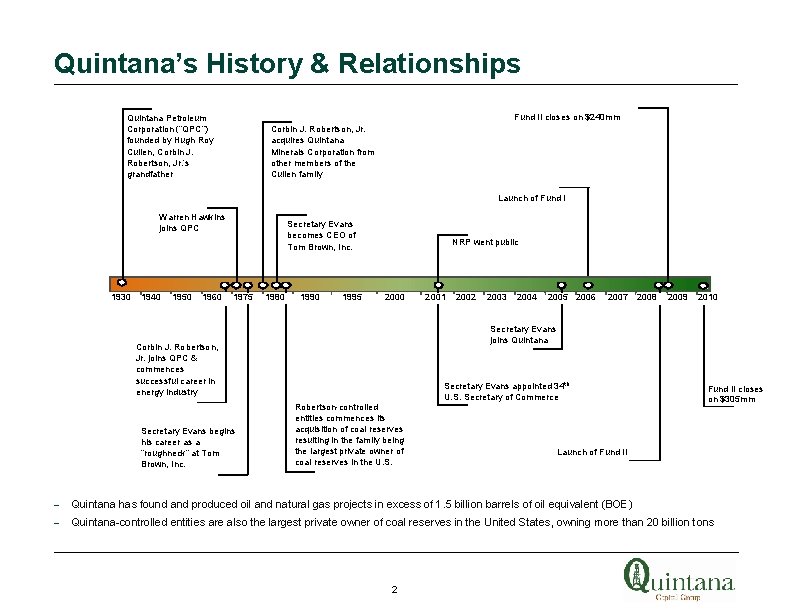 Quintana’s History & Relationships Fund II closes on $240 mm Quintana Petroleum Corporation (“QPC”)