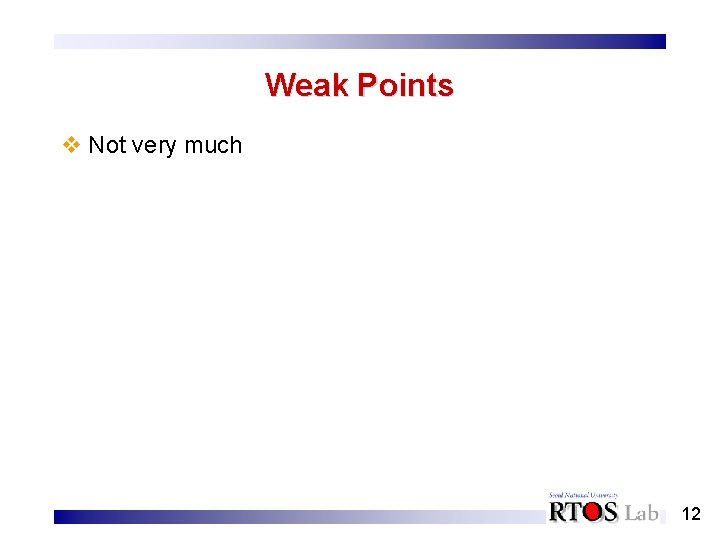 Weak Points v Not very much 12 