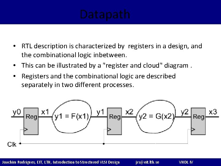 Datapath • RTL description is characterized by registers in a design, and the combinational