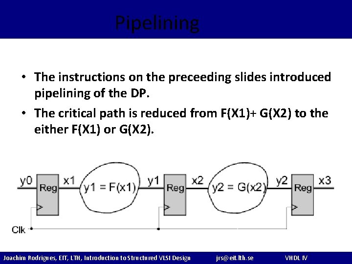Pipelining • The instructions on the preceeding slides introduced pipelining of the DP. •