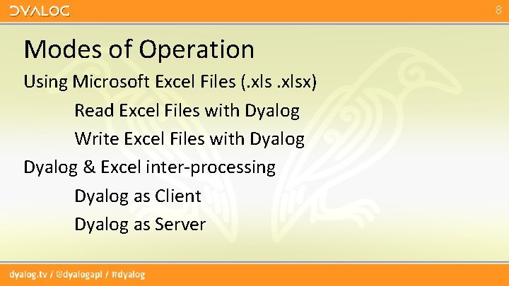 8 Modes of Operation Using Microsoft Excel Files (. xlsx) Read Excel Files with