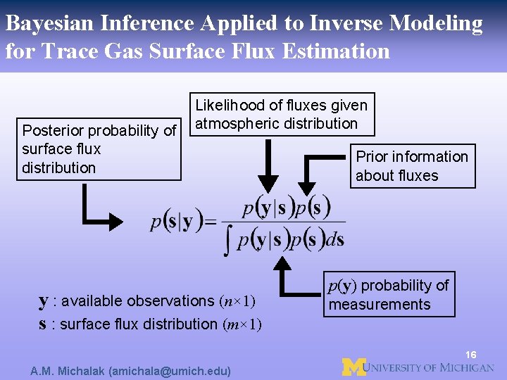 Bayesian Inference Applied to Inverse Modeling for Trace Gas Surface Flux Estimation Posterior probability