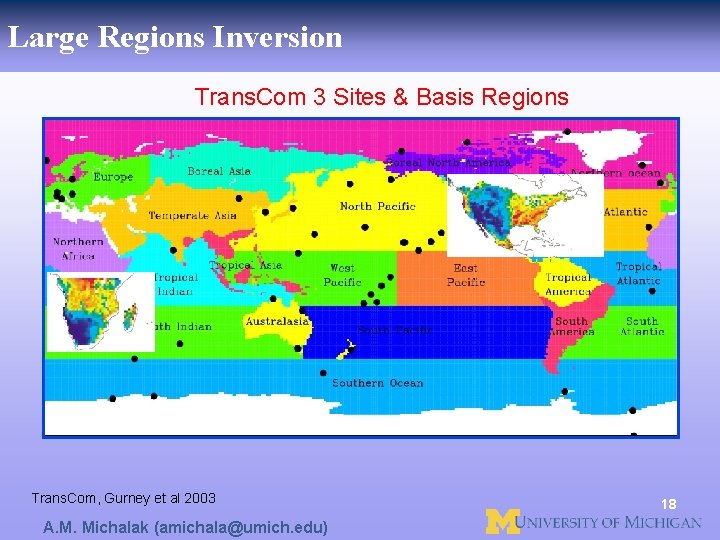 Large Regions Inversion Trans. Com 3 Sites & Basis Regions Trans. Com, Gurney et