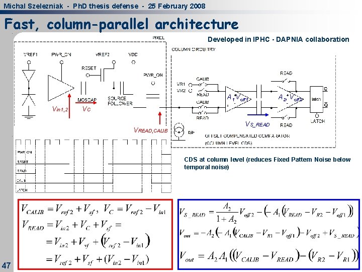Michal Szelezniak - Ph. D thesis defense - 25 February 2008 Fast, column-parallel architecture Michal Szelezniak - Ph. D thesis defense - 25 February 2008 Fast, column-parallel architecture