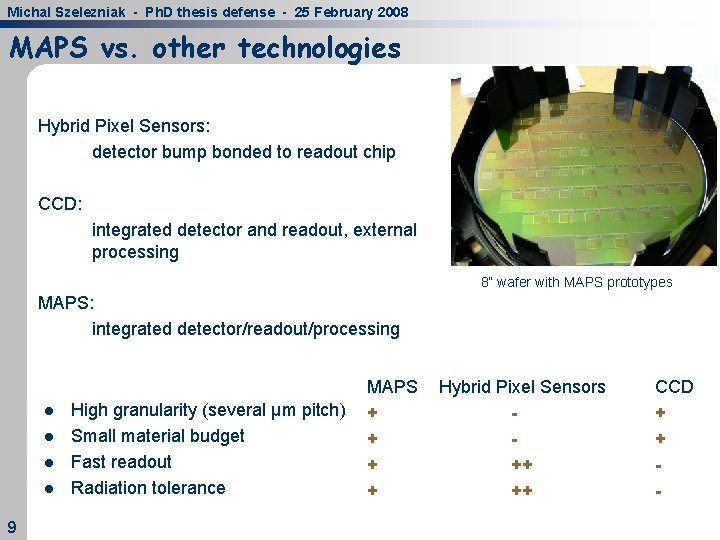 Michal Szelezniak - Ph. D thesis defense - 25 February 2008 MAPS vs. other Michal Szelezniak - Ph. D thesis defense - 25 February 2008 MAPS vs. other