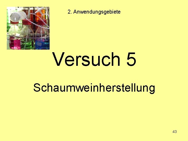 2. Anwendungsgebiete Versuch 5 Schaumweinherstellung 43 