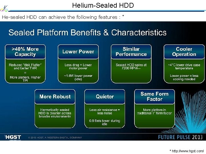 Helium-Sealed HDD He-sealed HDD can achieve the following features : * * http: //www.