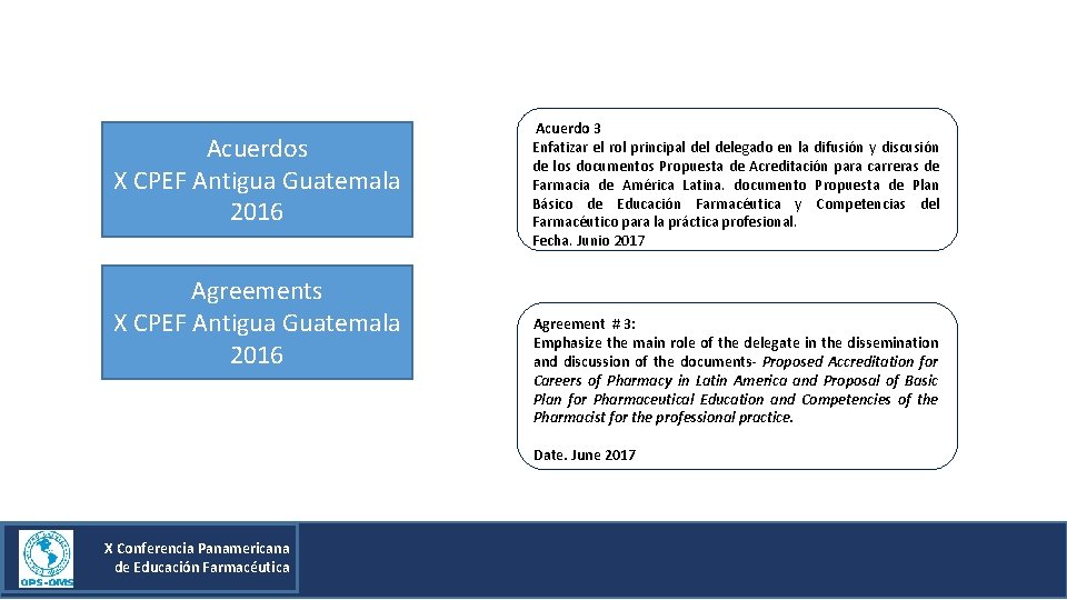 Acuerdos X CPEF Antigua Guatemala 2016 Agreements X CPEF Antigua Guatemala 2016 Acuerdo 3