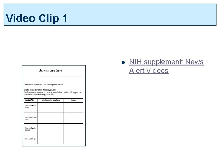 Video Clip 1 l NIH supplement: News Alert Videos 