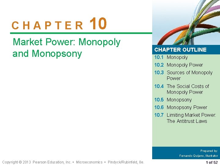 CHAPTER 10 Market Power: Monopoly and Monopsony CHAPTER OUTLINE 10. 1 Monopoly 10. 2
