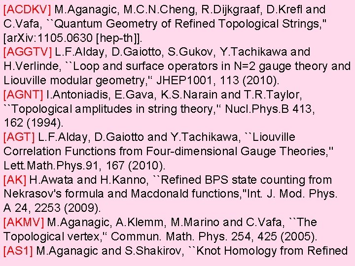 [ACDKV] M. Aganagic, M. C. N. Cheng, R. Dijkgraaf, D. Krefl and C. Vafa,