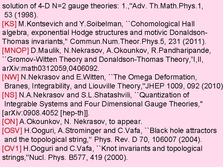 solution of 4 -D N=2 gauge theories: 1. , ''Adv. Th. Math. Phys. 1,