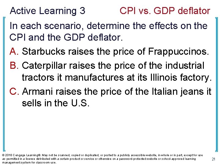 Active Learning 3 CPI vs. GDP deflator In each scenario, determine the effects on