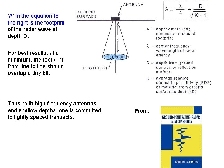 ‘A’ in the equation to the right is the footprint of the radar wave