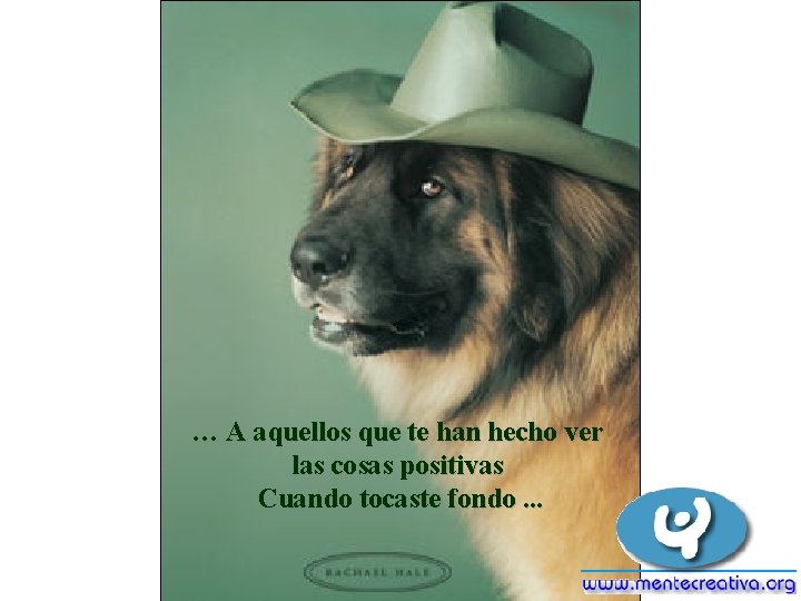 … A aquellos que te han hecho ver las cosas positivas Cuando tocaste fondo.